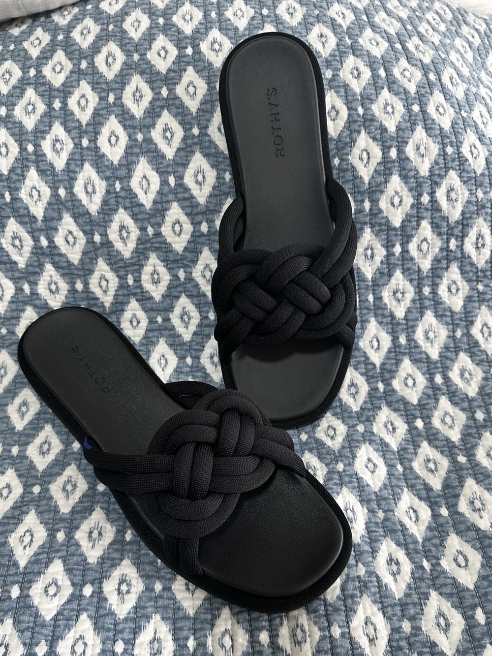 NWOB Rothy’s Summer Sandals 10.5 Black Braided Knot